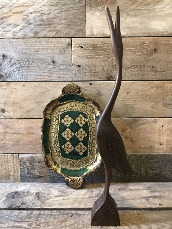 www.queensbrocanteboutique.nl vintage houten kraanvogel brocantewebshop brocantewebwinkel vintagebrocantewebwinkel