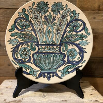 www.queensbrocanteboutique..nl webwinkel brocante vintage curiosa bord wandbord blauw