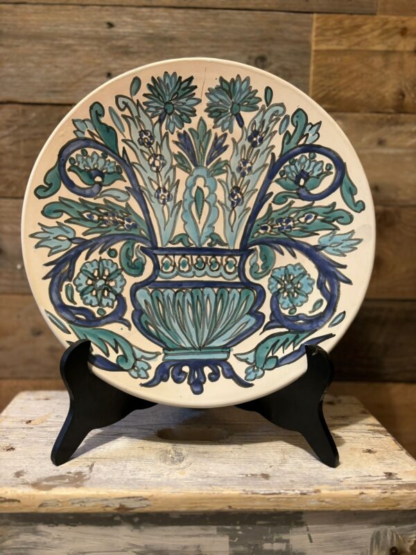 www.queensbrocanteboutique..nl webwinkel brocante vintage curiosa bord wandbord blauw