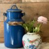 www.queensbrocanteboutique.nl webwinkel brocante vintage curiosa emaille blauw vetpot