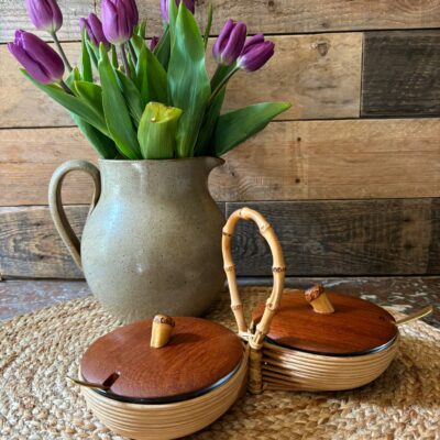 www.queensbrocanteboutique.nl brocante vintage curiosa webwinkel rotan bamboo tafelset