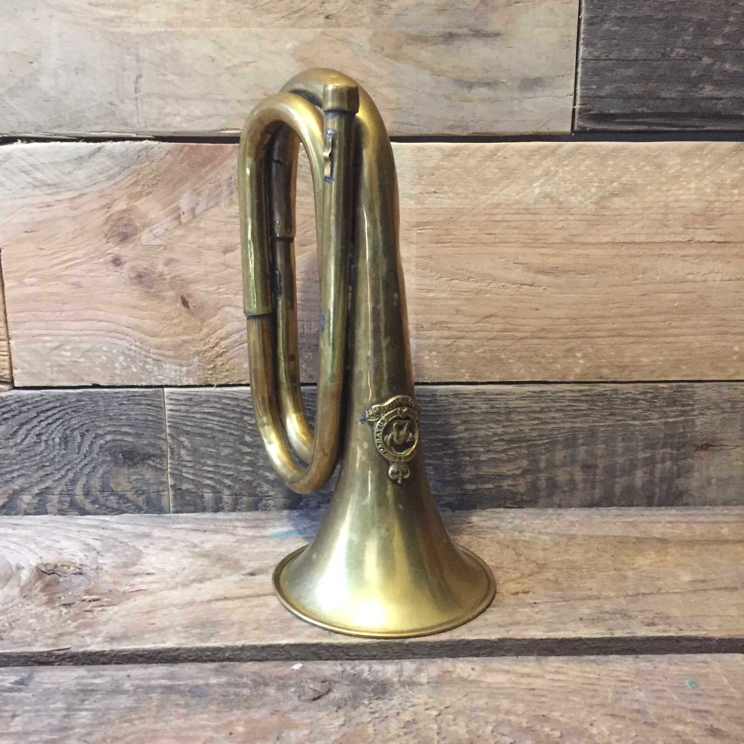 brocante vintage jachthoorn brass www.queensbrocanteboutique.nl